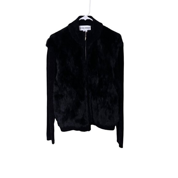 Rabbit Hair Blend  Black  Jacket Medium Old Money Luxury Mob Wife Victoria Harbo - Picture 1 of 10